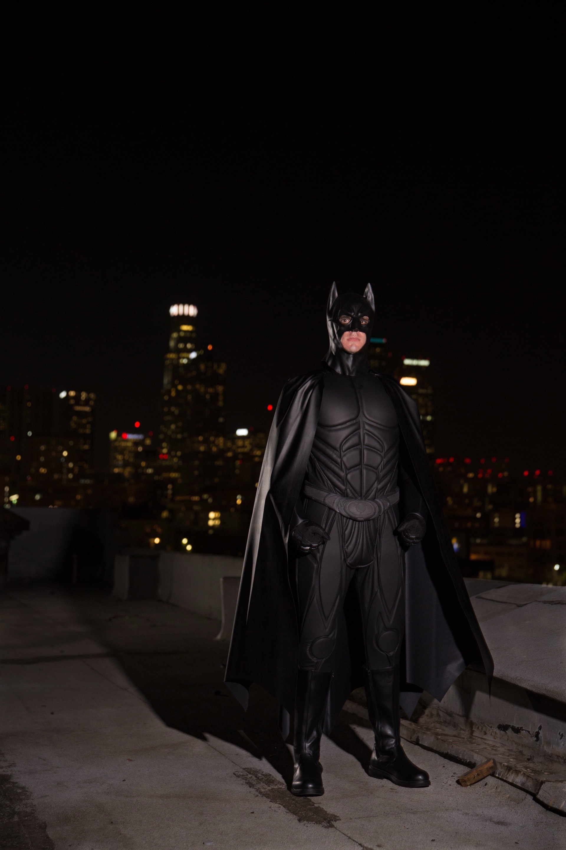 Batman character at a superhero birthday party