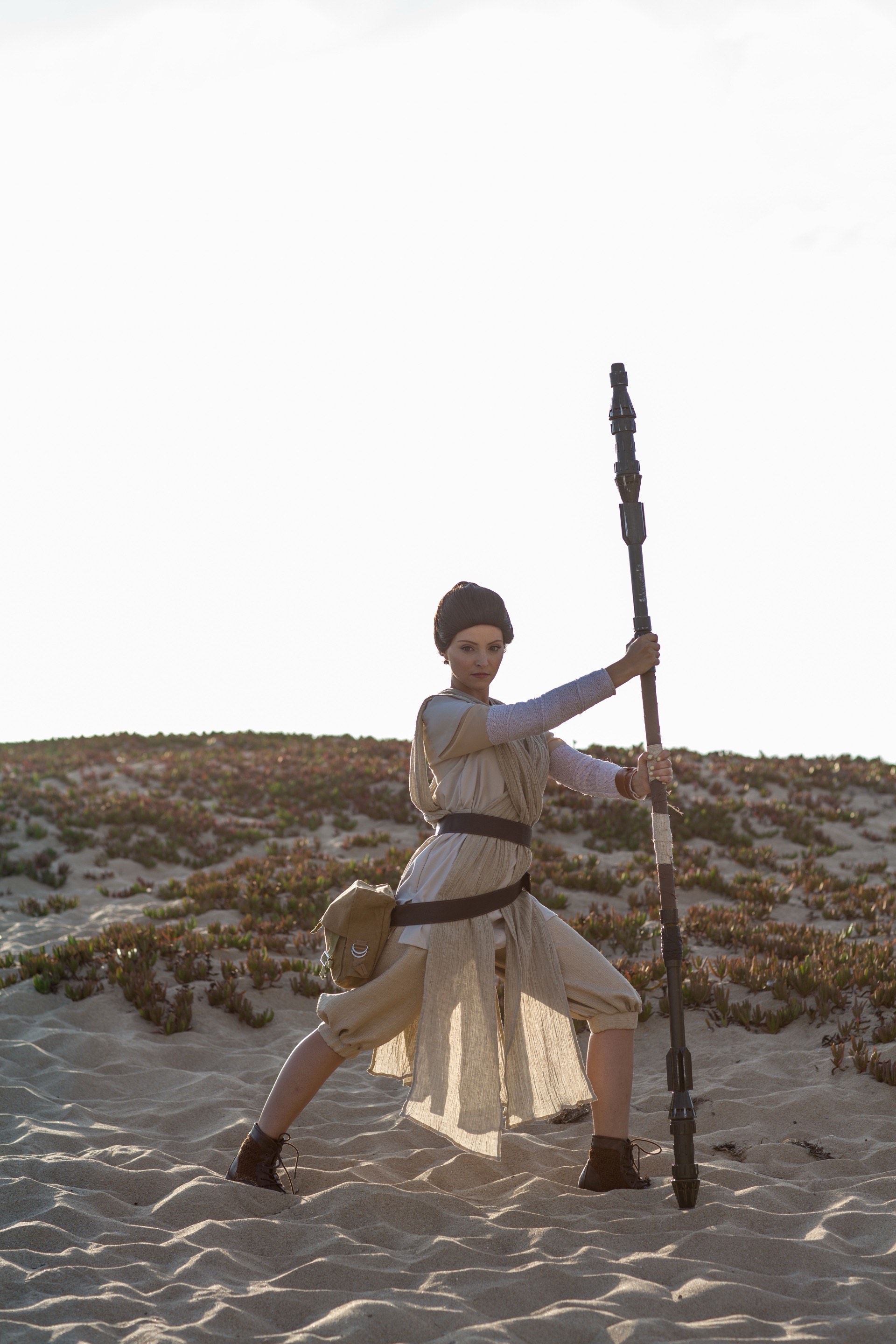 Rey Star Wars character at a children's birthday party with kids